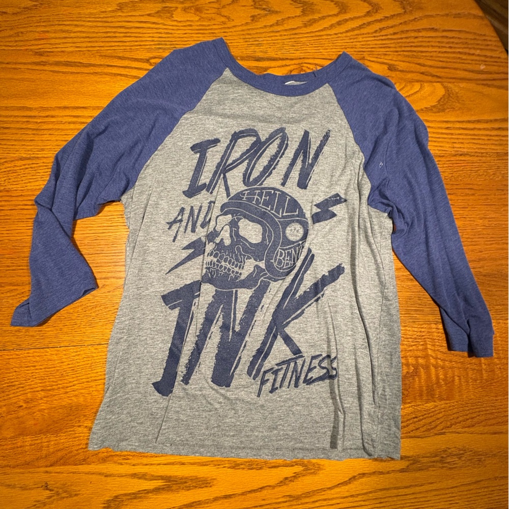 Gray and Blue Long Sleeve Tee